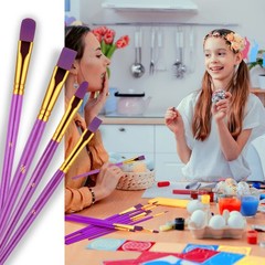 20 Pcs Paint Brushes Set Assorted Sizes Purple Handle Art Painting Brush Kit