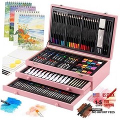 194 Piece Deluxe Art Set, Painting Drawing Art Supplies with 4 Drawing Pink