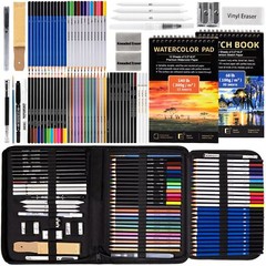 Art Supplies Drawing Pencils Set – 76 Pack Pro Sketching Kit with Sketchbook