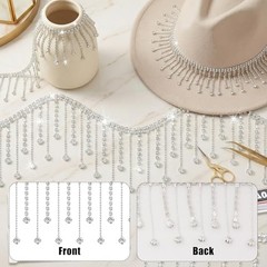 Rhinestone Fringe Sparkling Silver Diamond Crystal Tassel Fringe Trim Chain