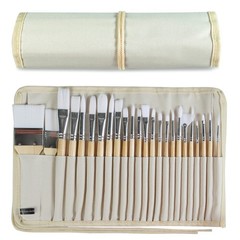 Paint Brushes Set of 24 Pieces Wooden Handles with Large, Multicolor