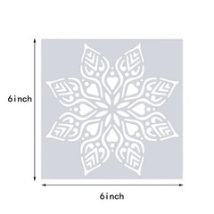 16 Pcs Mandala Stencils for Painting, 6×6 Inch Reusable 6inch, white