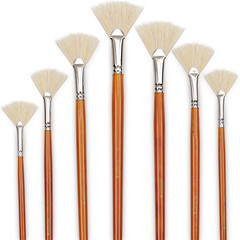 DUGATO Hog Hair Fan Paint Brush Set, 7-Piece Long Handle Brushes | Comfortable W