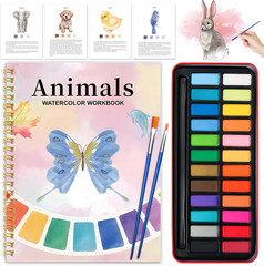 Watercolor Workbook – Coloring Book Beginner Friendly Painting Kit, Watercolor W