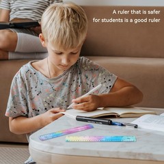 Grevosea 2-Piece 30cm/12inch Flexible Shatterproof Plastic Ruler – Rainbow