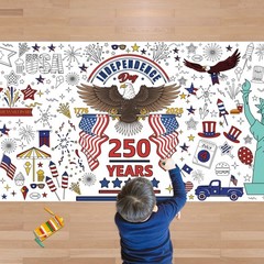 4th of July Giant Coloring Poster/Tablecloth – 250th Anniversary Decorations | K