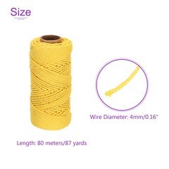 2 Pack 4mm x 87 Yard Yellow Cotton Macrame Rope, Single Strand Macrame Cord