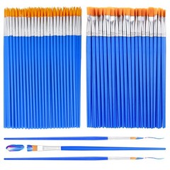 100 PCS Paint Brushes Bulk Set Flat Round Brushes for Crafts Painting
