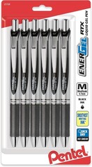 Effortless Writing with EnerGel RTX 0.7mm Retractable Black Gel Pens, Pack of 6