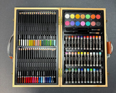 Deluxe Wooden Art Bin – Watercolors, Colored Pencils, Oil Pastels