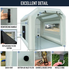 Inflatable Paint Booth Tent 10.8×8.2×7.2Ft 480W Blower Grey SW001 Portable Spray