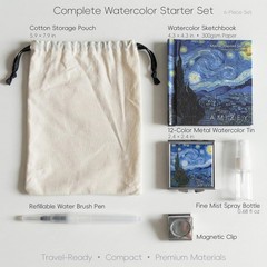 Mini Watercolor Travel Set, Inspired by the Starry Night,with 12 Shimmer Colo…