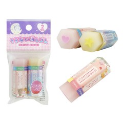 Fortune Dice Eraser Set – 2-Pack Hexagon Erasers with Strawberry Scent Fun Japan