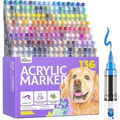Versatile 1-8mm Acrylic Brush Tip Paint Markers Art Projects Crafting Drawing US
