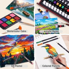 Color More Art Supplies, 175Pk Deluxe Art Set Drawing Painting Kit W/ 2 Draw Pad