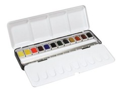 Daler Rowney Aquafine Watercolour Paint 12 Half Pan Metal Box Set