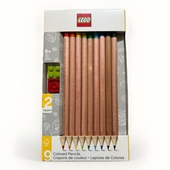 Lego Colored Pencils 9ct With 2 Lego Toppers