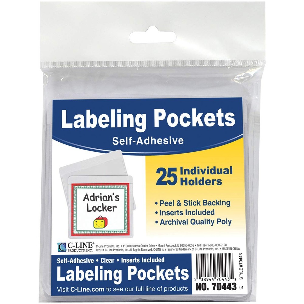 C-Line 70443 Self Adhesive Labeling Pockets Polypropylene Multicolor 2 3 4