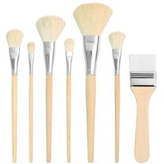 7 Pieces Versatile Goat Hair Blending Mop Brushes，for Acrylic Gouache Waterco…