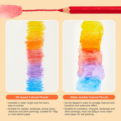 72 Colors Water-Soluble Colored Pencils Set with Nylon Brush – Premium Quality W