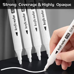 3pcs Permanent White Acrylic Marker Pens: Black Paper, Wood, Fabric, Tire, Metal