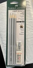 6 Faber-Castell GRIP Pencil Artist Drawing Set, Two Sets of 3 Pencils
