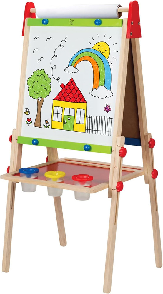 E1010 Magnetic All in 1 Kids Height Adjustable Drawing Dry-Erase Chalkboard Wood