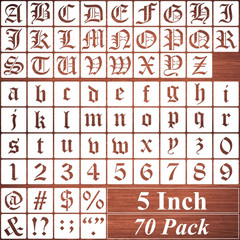 Reolan 5 Inch Alphabet Letter Stencils For Painting – 70 Pack Old English