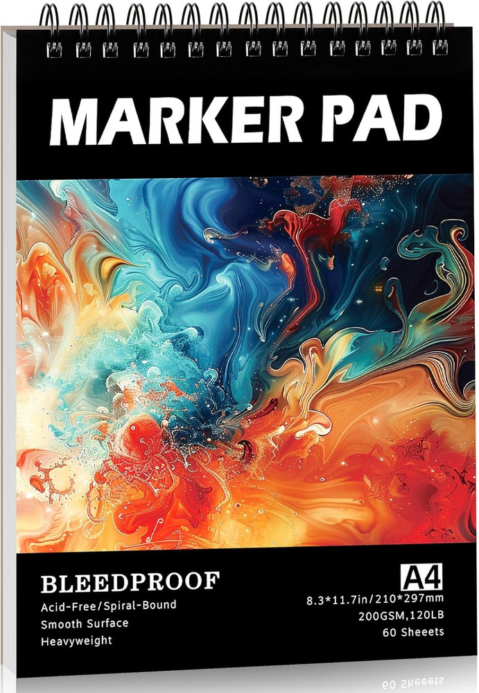 60 Sheets Marker Paper Pad, A4(8.3″X11.7″) Alcohol Marker Paper Sketch Pad, 120L
