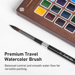 Portable Paint Set, Solid Wood Palette with 24 Colors, No. 12 Travel Brush, C…