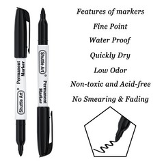 Shuttle Art 100 Pack Black Permanent Markers, 1 Count (Pack of 100),