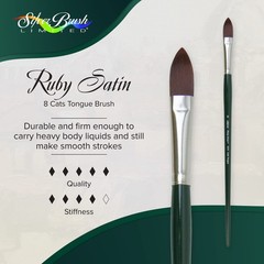 2510-8 Ruby Satin Cats Tongue Paintbrush for Oil, Acrylic, and Heavy Body Pai…