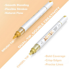 Guangna 12 Skin Tone Dual Tip Acrylic Paint Markers, Brush Tip & Chisel Tip Acry