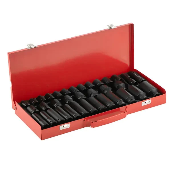 35PCS 1/2″ Deep Impact Socket Set Drive 6 Point Metric Garage Tool 8mm – 32mm So