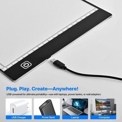 A4 LED Light Box for Tracing and Drawing – Ultra Thin Adjustable Light Table,…