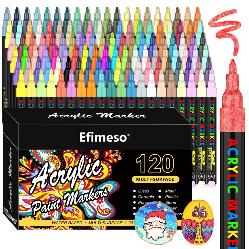 Efimeso Acrylic Paint Pens Set-120 Colours 1 count (Pack of 120), 120 colors