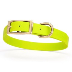 Dog Pet Collar with Brass Hardware Size M W 3/4” L 15” – 18” Safety Yellow