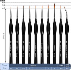 10Pcs Detailing Paint Brushes, Miniature Painting Brushes for Acrylic, Oil, Wate