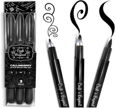 Craft ‘N’ beyond Calligraphy Brush Pens Pack of 3 Small, Medium and Large Marker