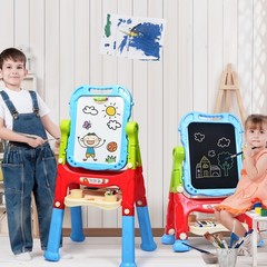 Height Adjustable Kids Art Easel Magnetic Double Sided Board w/ Accessories Blue