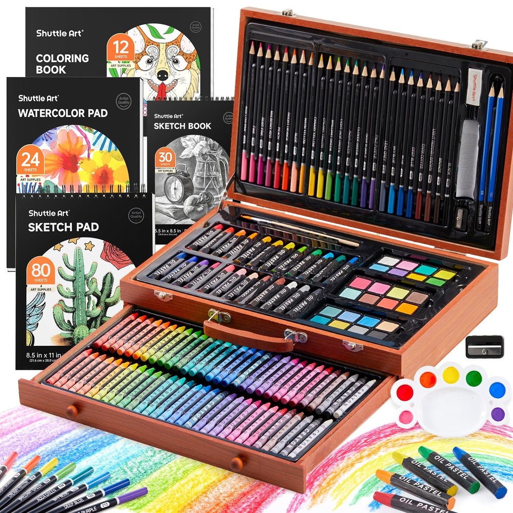 149 Piece Deluxe Art Set, Art Supplies in Wooden Case, Painting Drawing Art K…