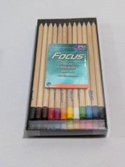 Focus Colored Pencils 24 Ct.. Real wood, Pure naturals, Vintage Flying Colors