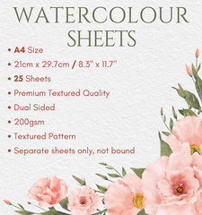 Watercolour Paper Premium Textured A4/A5 200GSM Cool White – 25 Separate Sheets