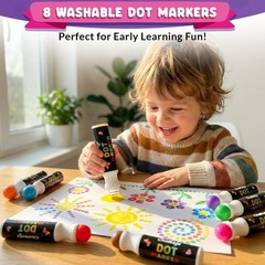 Dots of Fun – 8 Washable Dot Markers + Dot Art Sticker Activity Kit | Art & C…