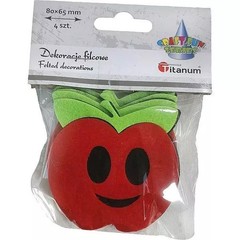 5903714516018 Filcowe jabłka 3D 80x65mm czerwono-zielone 4szt Titanum