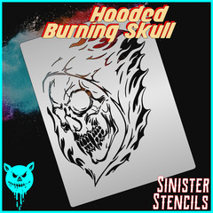 Airbrush Paint Stencil – Hooded Burning Skull 12 mil Mylar, Custom Paint Jobs