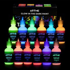 Glow in the Dark Paint, Glow Paint Set of 12 Bright Colors 30Ml/1Oz, Long Lastin