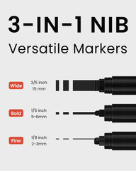 3 Pcs Black Jumbo Permanent Markers: 15Mm Wide Tip Thick Acrylic Paint Pen Large