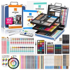 151-Piece Professional Art Supply Set with Mixed Media, Paint Kit & Brushes i…