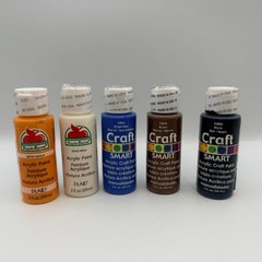 Apple Barrel & Craft Smart Acrylic Paint Lot Apricot White Blue Brown Black